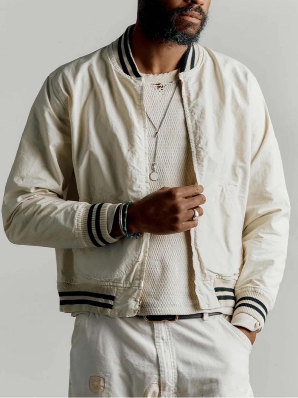 Imogene + Willie the madisonville Vintage 90s Cream Bomber Jacket